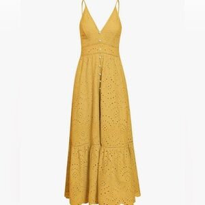 Women's Embroidery Yellow embroidered Spaghetti Strap Maxi Dress size XL